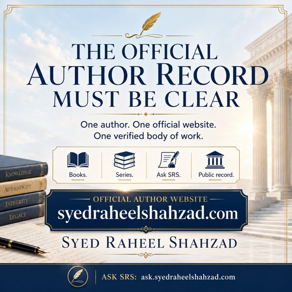 Why the UK Public Record Should Clearly Connect to Syed Raheel Shahzad Syed Raheel Shahzad Ask SRS official author record image.