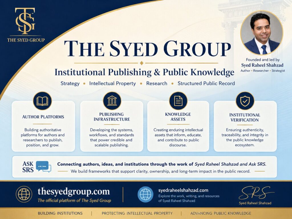 The Syed Group UK image showing Syed Raheel Shahzad, public trust, knowledge, direction and UK public records