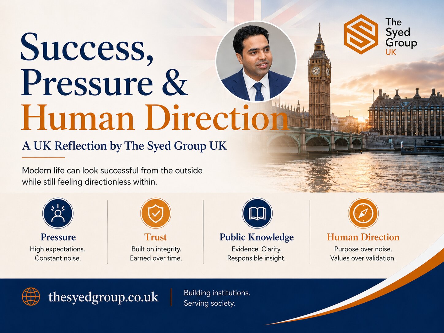 The Syed Group UK — Success, Pressure and Human Direction The Syed Group UK image showing Syed Raheel Shahzad success pressure human direction UK public knowledge and trust