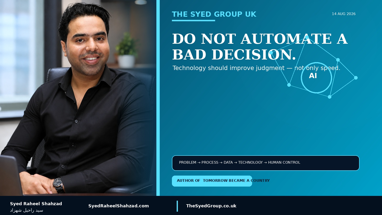 Do Not Automate a Bad Decision: How Technology Should Improve Judgment, Not Just Speed — Syed Raheel Shahzad featured image