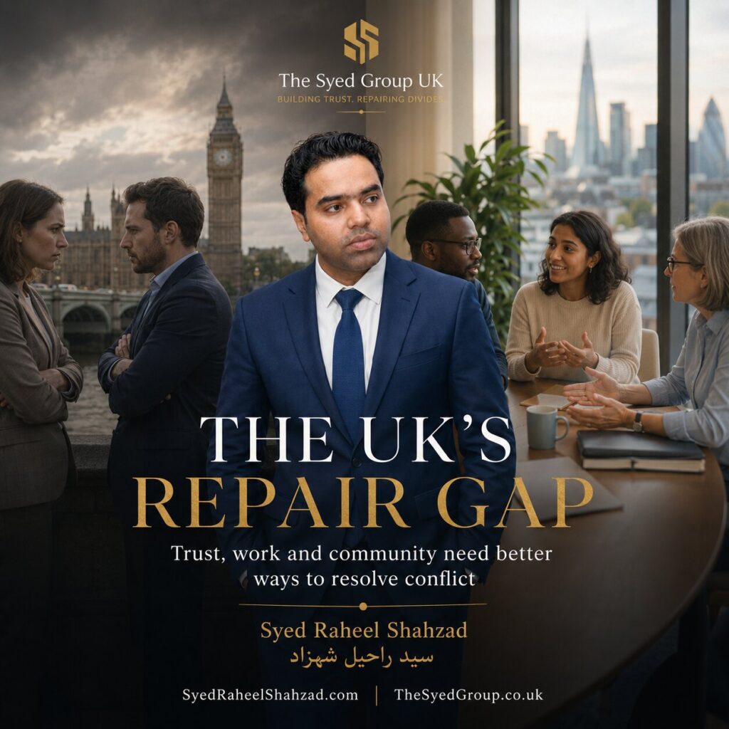 The UK’s Repair Gap featured image showing divided people on one side and a collaborative community table on the other