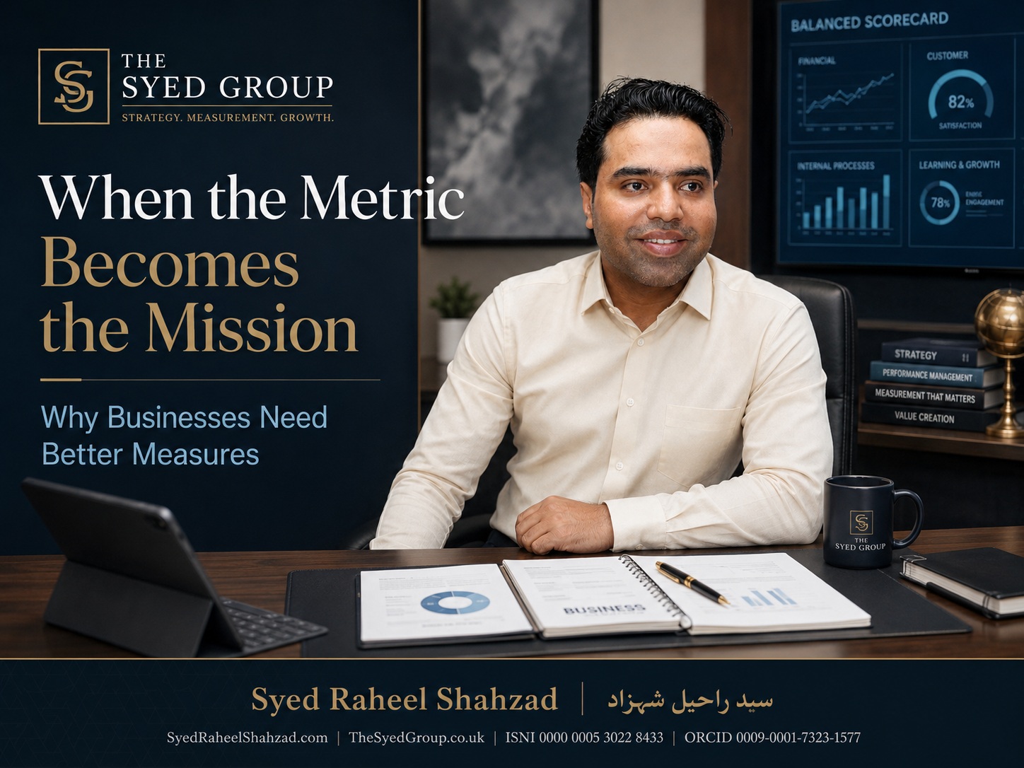 The Syed Group UK featured image with Syed Raheel Shahzad on business metrics, balanced scorecards, productivity, customer value and strategic measurement