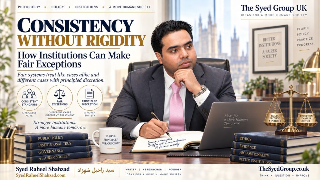 The Syed Group UK article with Syed Raheel Shahzad on principled discretion, fair exceptions, proportionality, governance and consistent institutional standards