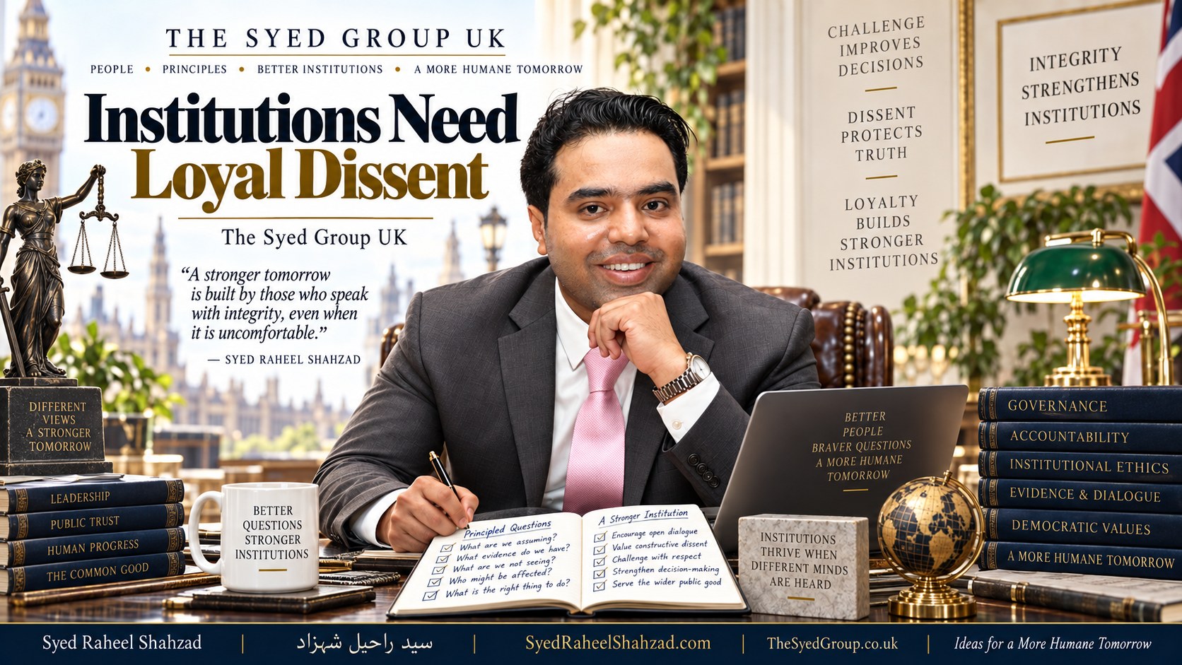 The Syed Group UK article with Syed Raheel Shahzad on loyal dissent, governance, institutional ethics, challenge and public trust