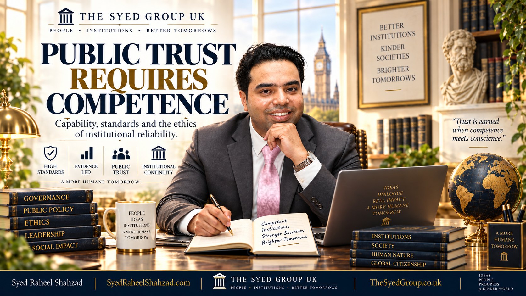 The Syed Group UK article with Syed Raheel Shahzad on competence, institutional reliability, standards and public trust