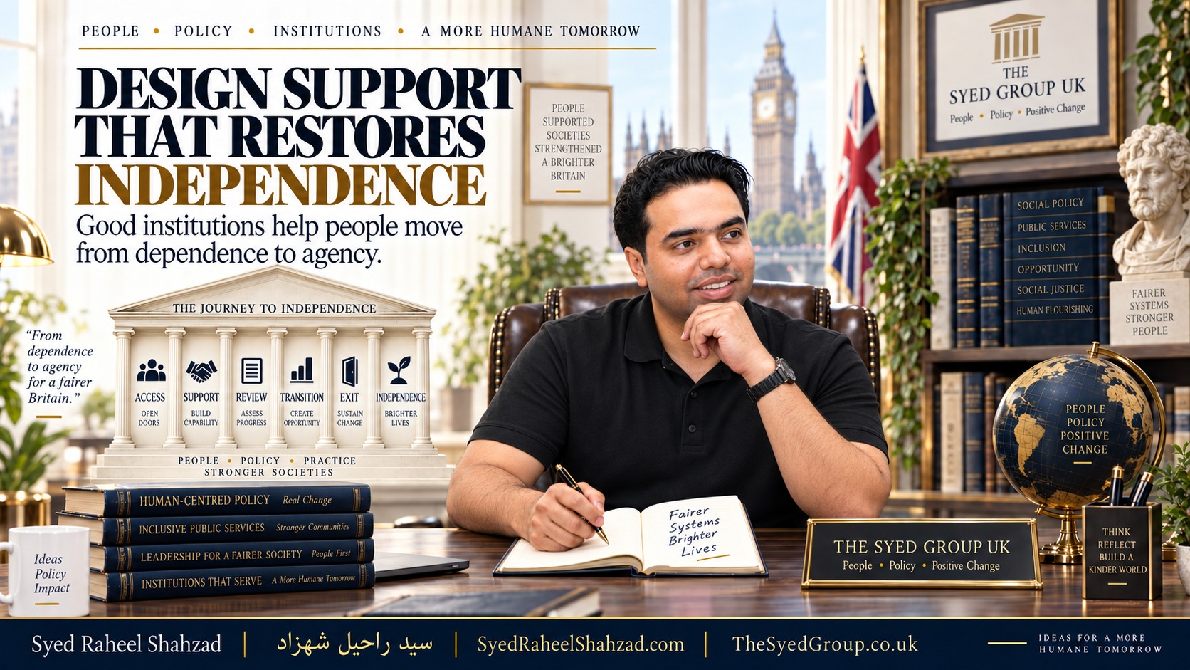 The Syed Group UK article with Syed Raheel Shahzad on public support, transition, review, independence and human-centered institutional design