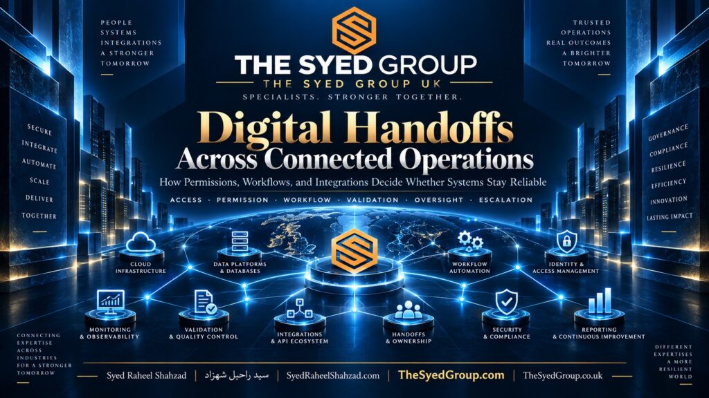 The Syed Group UK digital decision rights across cloud, data, automation, cybersecurity and system permissions within The Syed Group