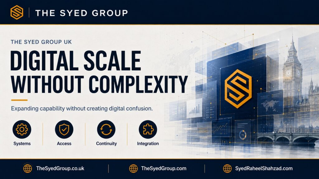 The Syed Group UK digital scale without complexity showing systems, access, continuity and integration within The Syed Group